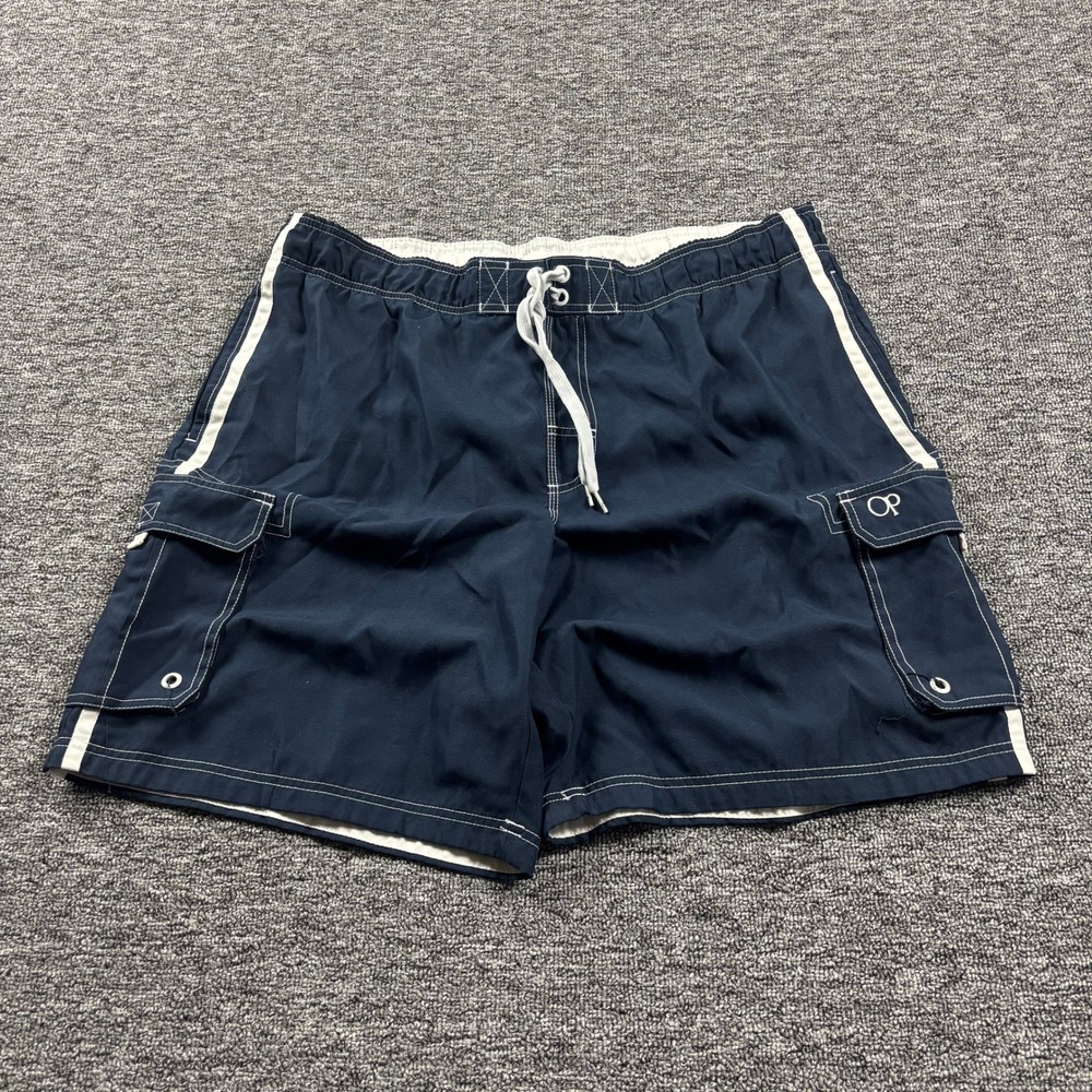 Y2K 2000s Ocean Pacific Baggy Surf‎ Cargo Board Shorts Navy Blue Size XL